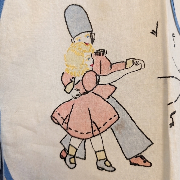 VINTAGE SMOCK Girls Cotton Apron Embroidered Cream Cottage Rare Antique Heirloom - Picture 8 of 10